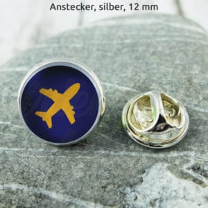 Anstecker Flieger gelb auf blau